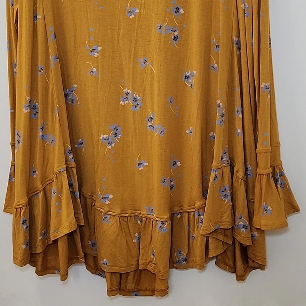 NWOT Free People Olivia Printed Tunic Yellow Buttery-Soft Size Meduim